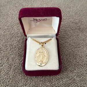 mcvan Virgin Mary necklace chapel sterling gold tone necklace (TD)